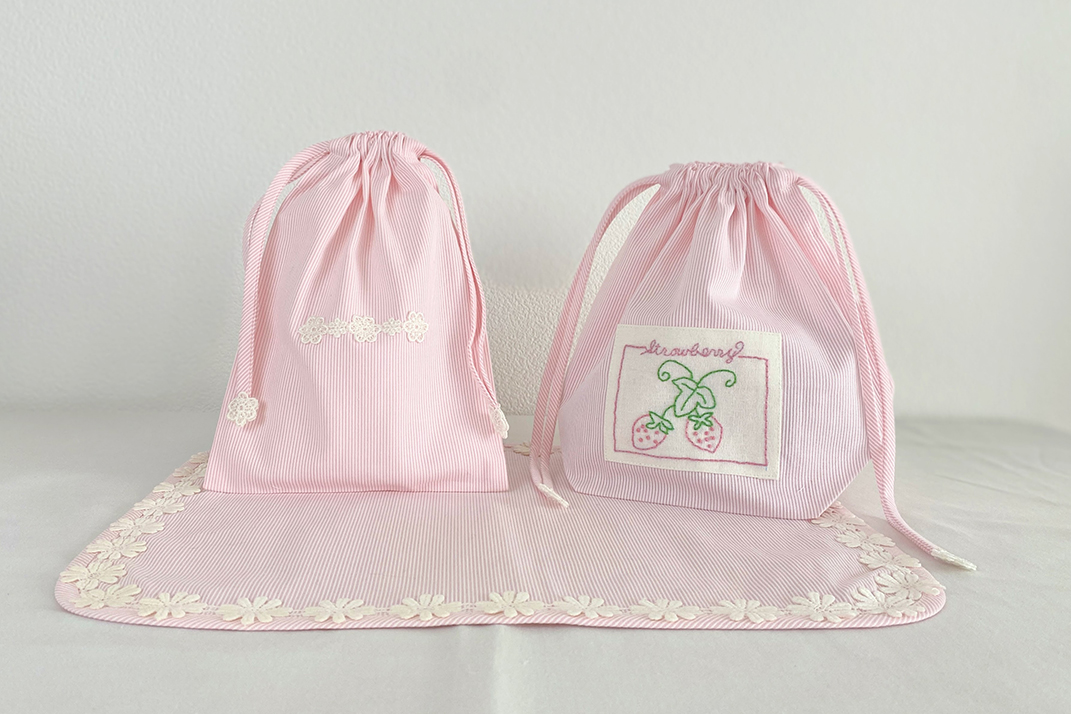 入園入学セット（ランチ用）ストロベリー刺繍
